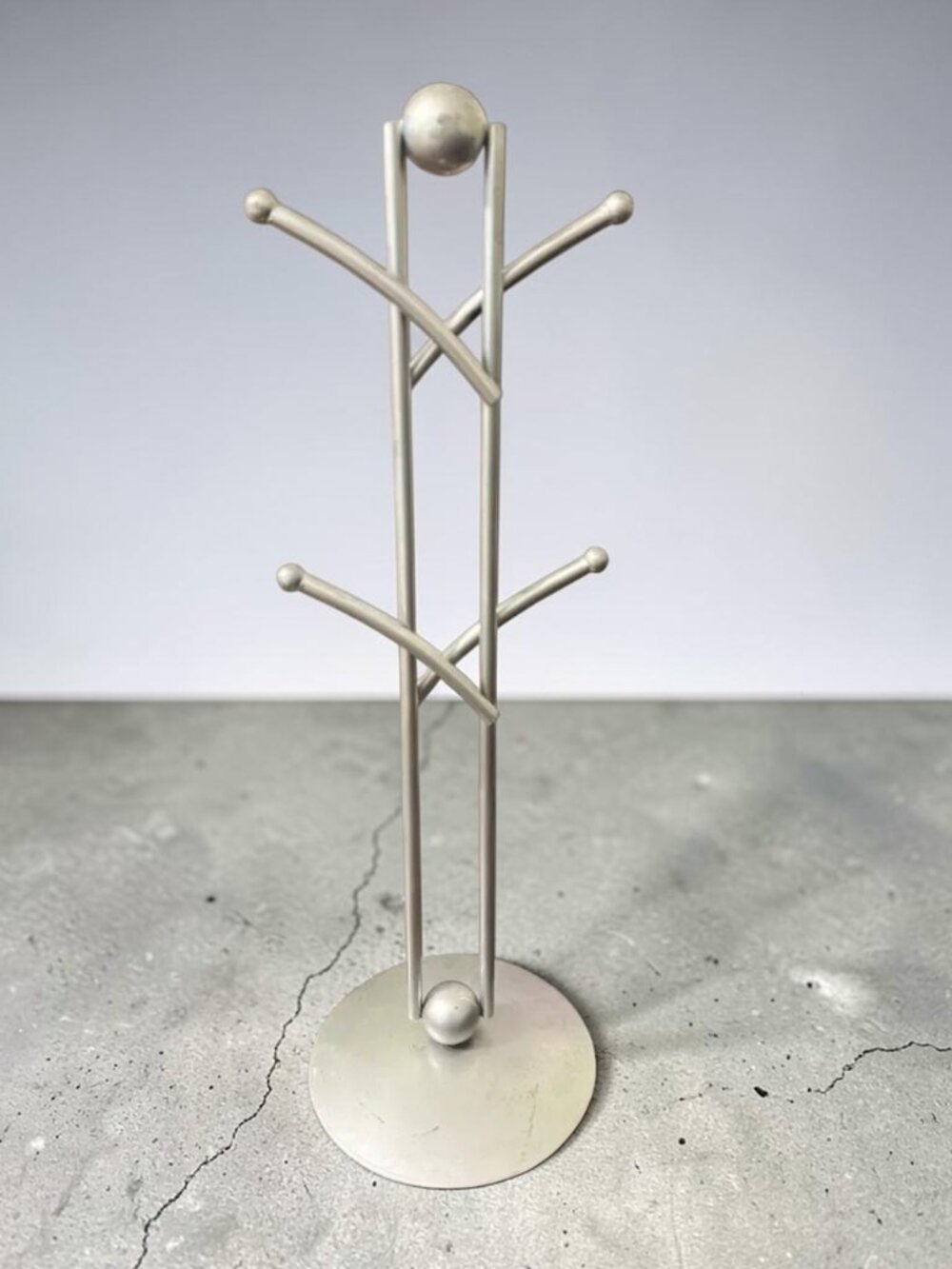 Vintage Pewter Mug Tree Coffee Cup Holder Countertop Display Rack 15"